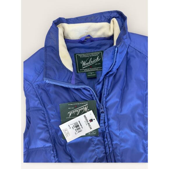 Vintage Woolrich Womens NWT Blue Puffer Vest Zip Front Fleece Lined V07 - Picture 2 of 5